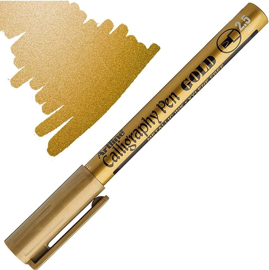 Artline Calligraphy Pen Gold Metallic Ink Pen Tip Size 2.5 mm Pack of 1