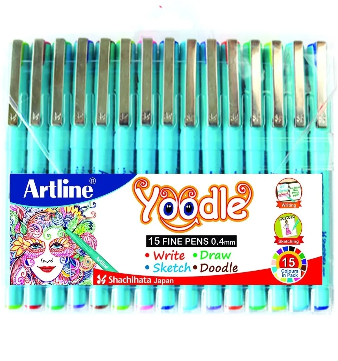 Artline Yoodle Fine Line Pens 0.4 mm (Pack of 15 Pens)