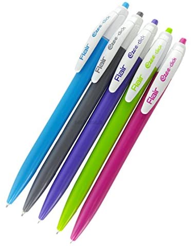 Flair Ezee Click Ball Point Pen Blue Ink 1 Pack of 5 Pens