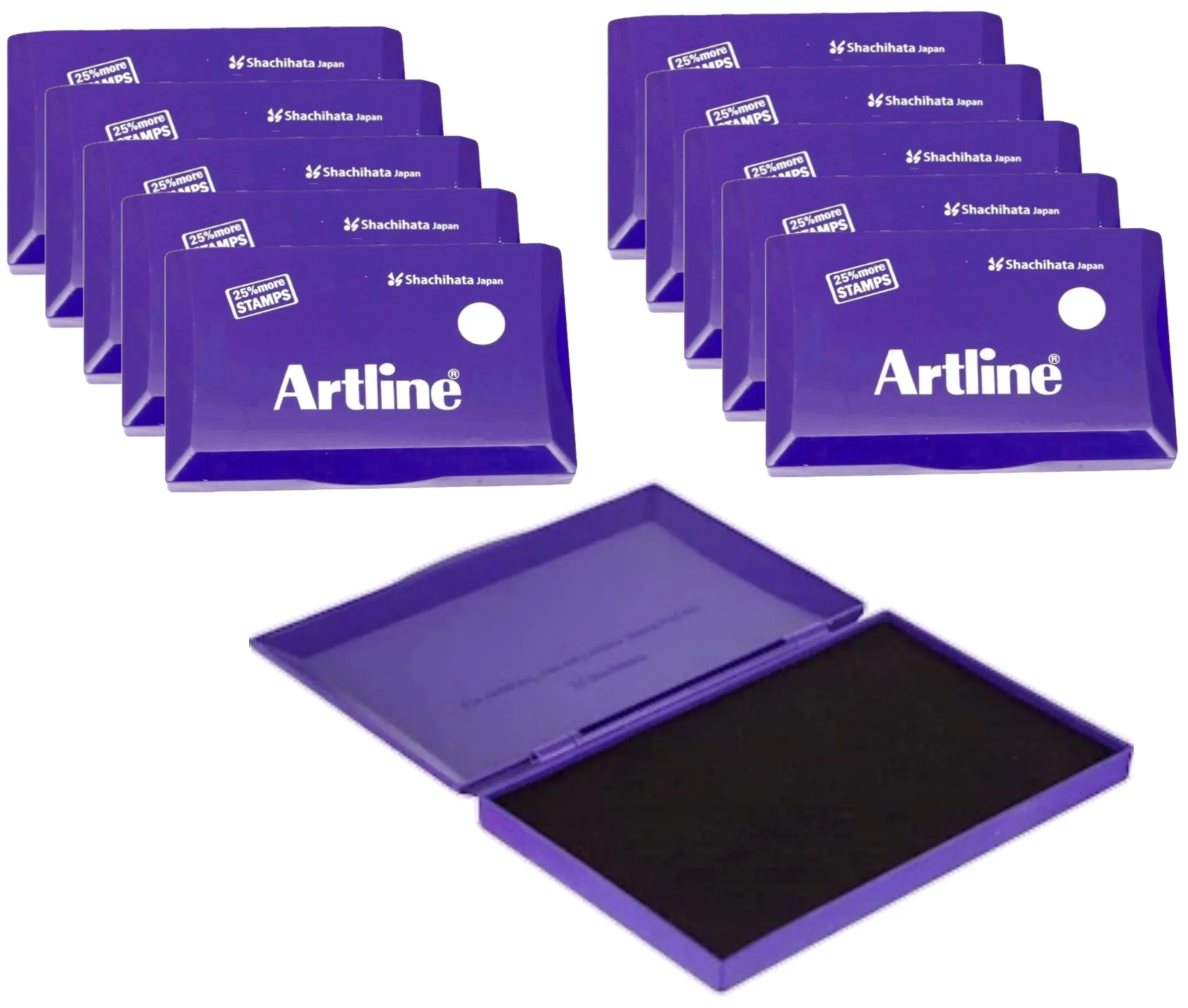 Artline Stamp Pad Medium Size 126X77 MM Violet Ink  Pack of 10 Stamp Pad