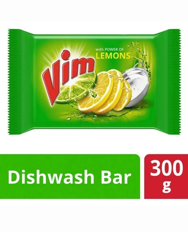 Vim Dishwash Bar Lemon, Removes Stain And Grease With Power Of Lemon, 300 g