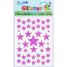 Craft Villa Glister Sparkle Glitter Self Adhesive (Purple Color) Eva Foam Sticker (Star Shape) Stickers for Craft , DIY, Scrapbooking and Decoration etc