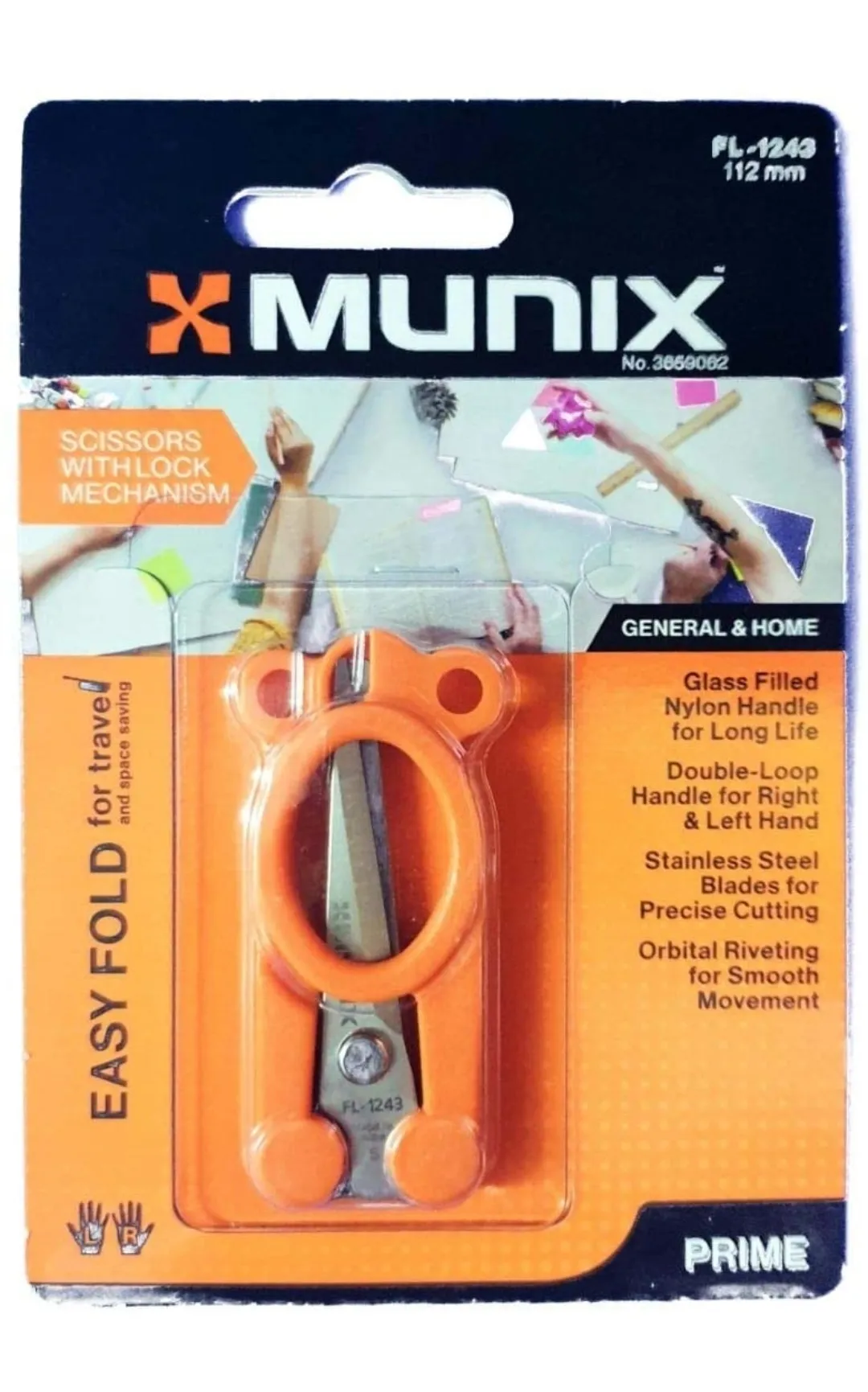 Kangaro Munix Scissors FL-1243 , 112 mm, Folding Scissors, General & Home Pack of 1