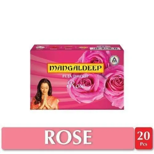 Mangaldeep Pooja Dhoop Rose Fragrance, 20 Sticks,