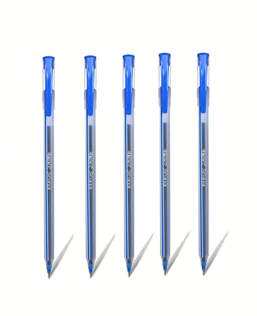 Elkos Shine Ball Point Pen, Blue Pen, Pack of 5