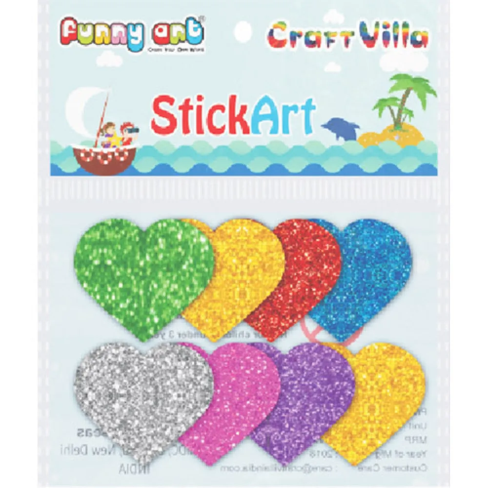 Craft Villa Sparkle Glitter Self Adhesive Multicolor Eva Foam Sticker (Heart Shape) Stickers for Craft , DIY, Scrapbooking and Decoration etc