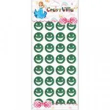 Craft Villa A5 Glitter Self Adhesive (Green Color) Eva Foam Sticker (Smiley Shape) Stickers for Craft , DIY, Scrapbooking and Decoration etc