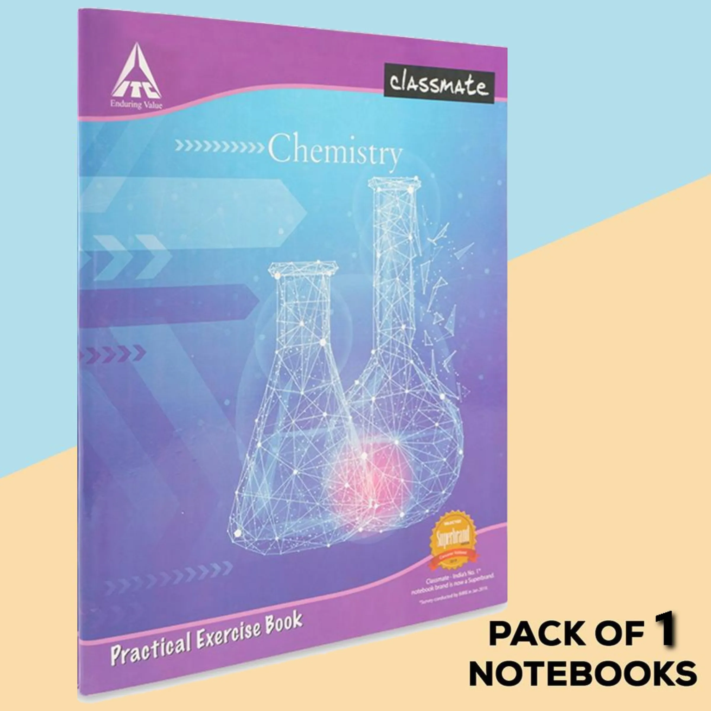 Classmate Chemistry Practical Notebook Hard Cover 108 Pages Single Line/ Blank 26.5X21.5 cm Pack of 1