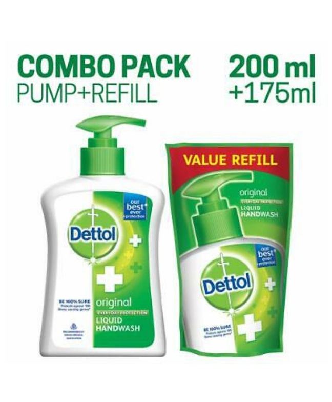 Dettol Original Liquid Hand Wash, 200ml, With Free 175 ml Refill