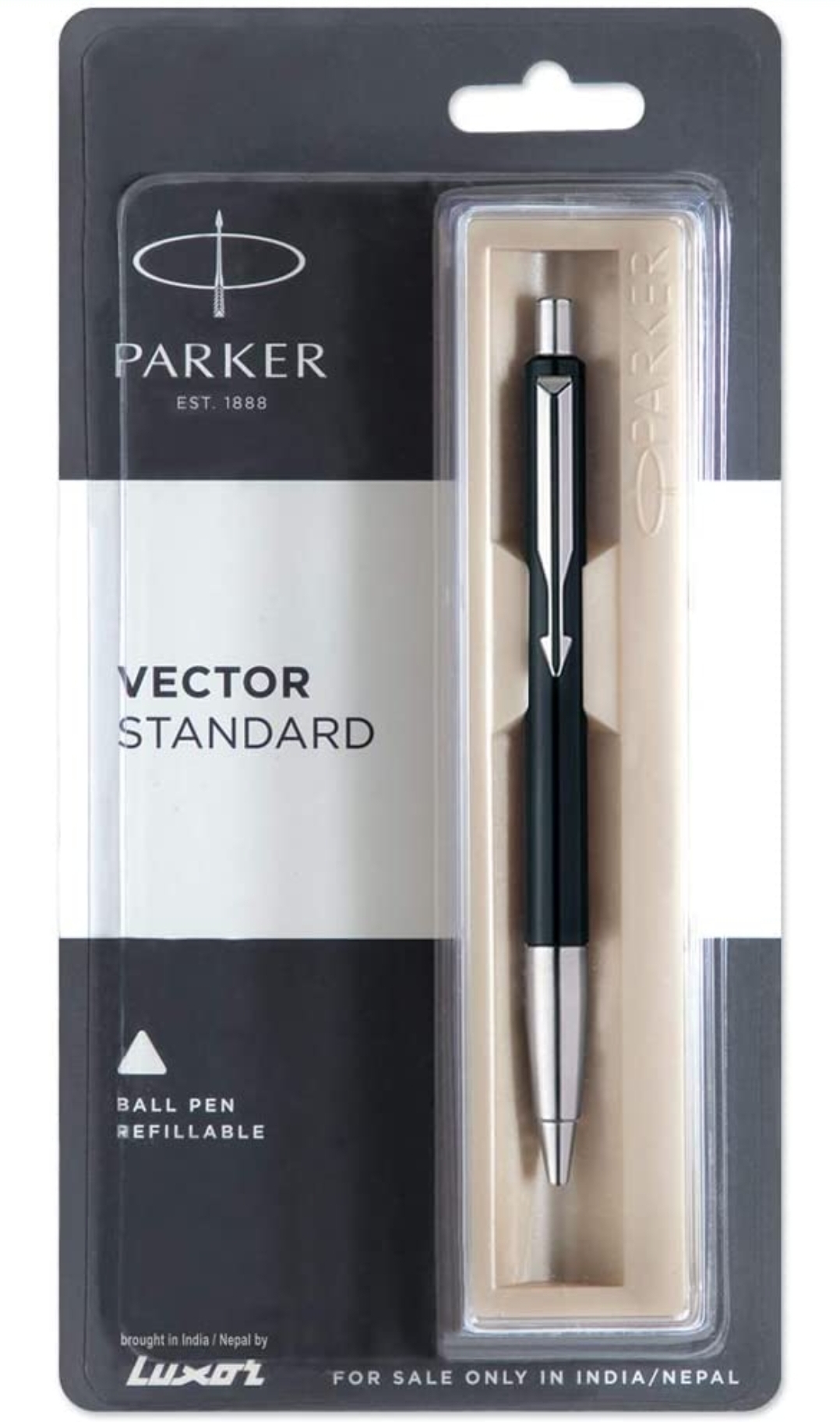Parker Vector Standard Chrome Trim Ball Pen (Pack of 1) Black