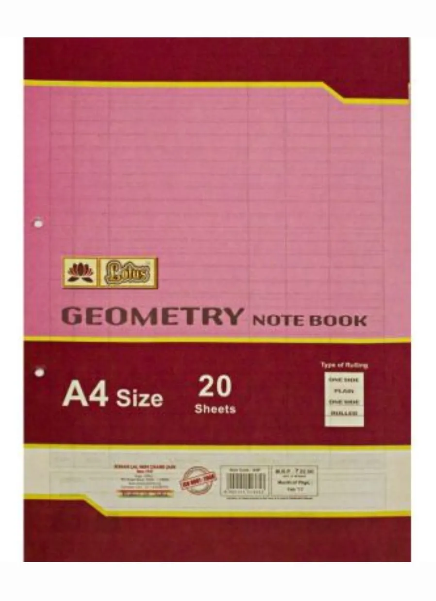 Lotus A4 Size Geometry Paper One Side Ruled 20 Sheets Pack