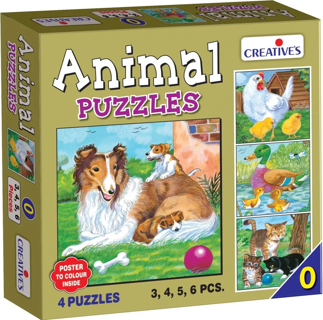 Creatives Animal Puzzles No.0 Multi Colour Jigsaw Puzzles 4 Puzzles