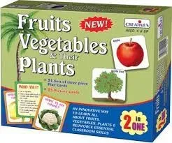 Creatives Fruits, Vegetables, & Their Plants, 2 in 1, Age 4 & Above,  Picture Card Game