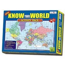 Creatives Know Your World, Activity Pack, Puzzle Game, World Map Game, Card Game, Age 7 & Above