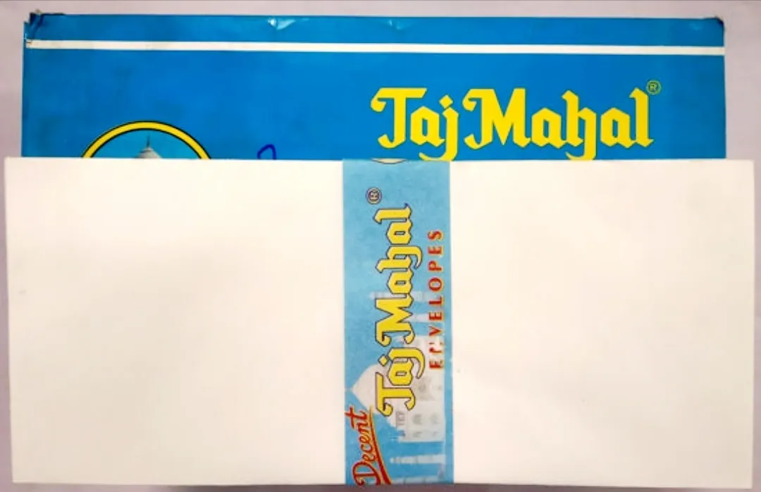 Taj Mahal Envelopes, White Colour, 22.8 X 10 CM, 9"X4", Pack of 25