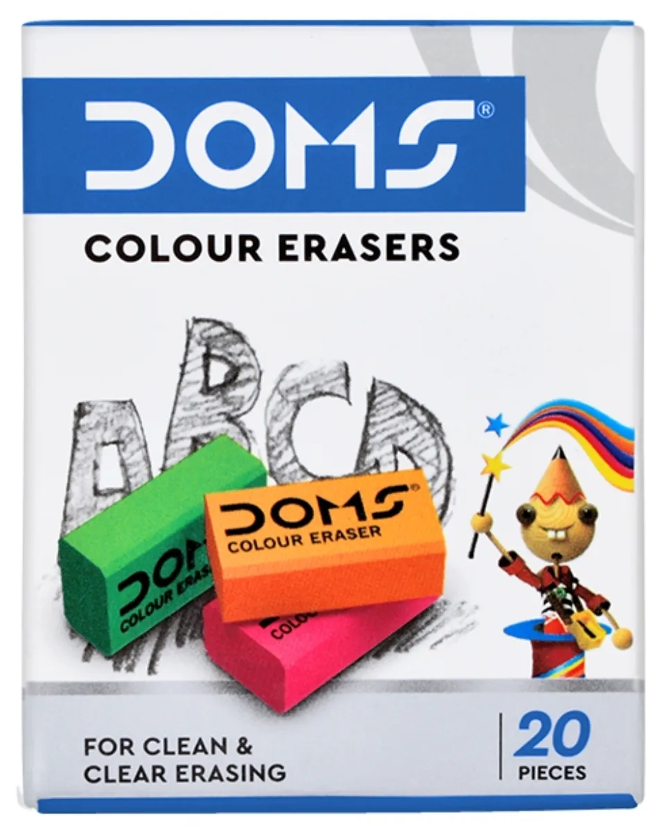Doms Coloured  Eraser 1 Pack of 20 Erasers