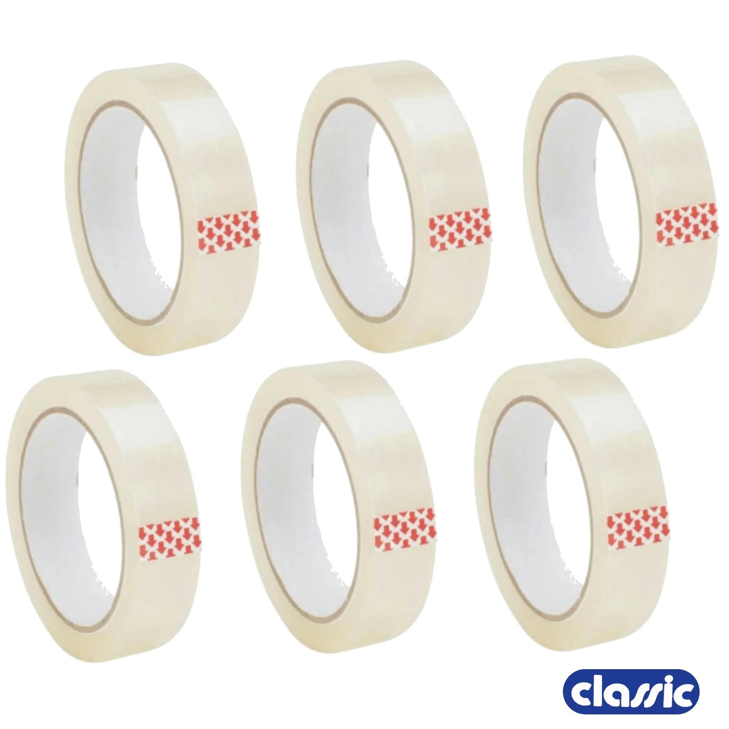 Classic 30 Micron 24 mm/1 Inch Transparent Self Adhesive Tape, Premium Quality, 1 Pack of 6 Roll