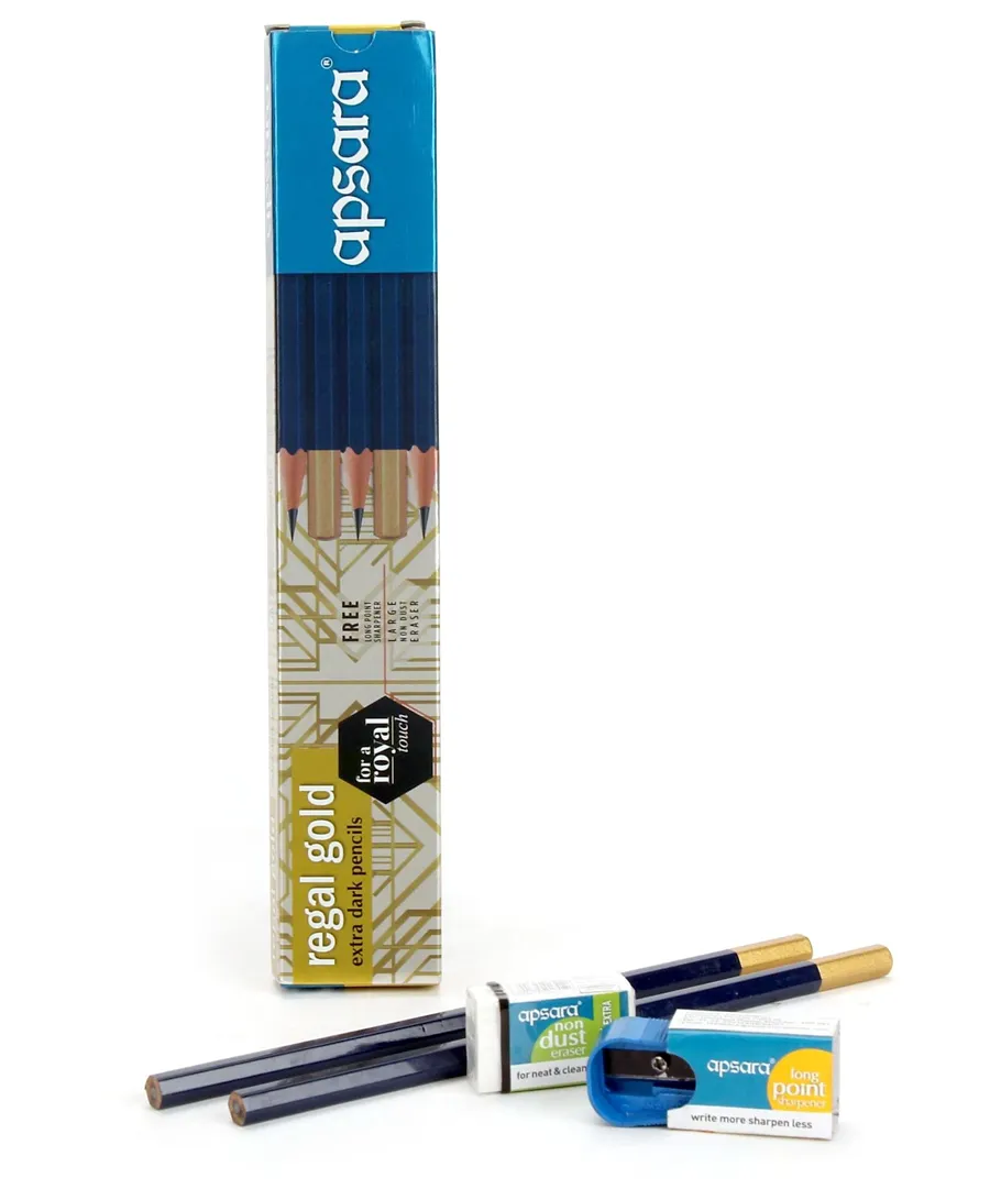 Apsara Regal Gold Extra Dark Pencils, 1 Packs of 10 Pencils