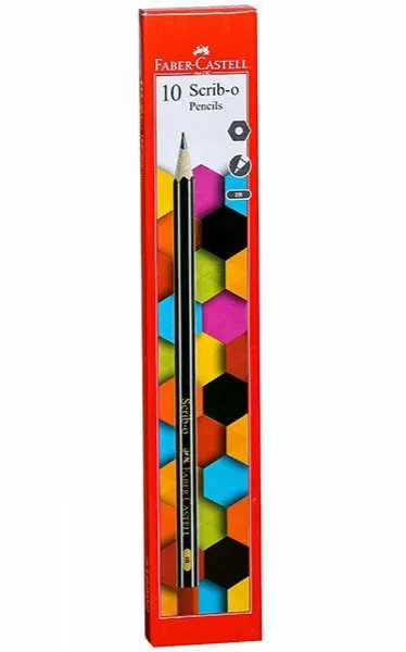 Faber Castell 10 Scrib- O Pencils Hexagonal With 1 Eraser & 1 Sharpener Pack of 10 Pencils
