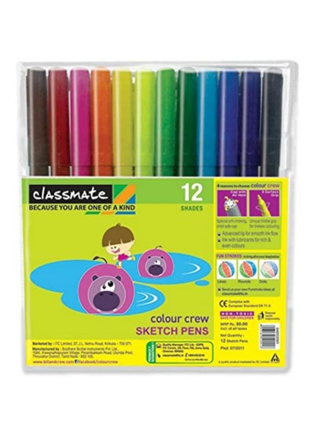 Classmate Colour Crew Sketch Pens 12 Shades