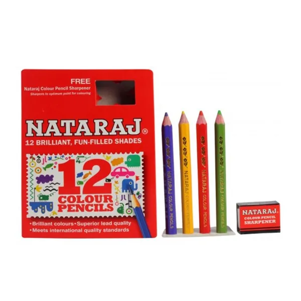 Nataraj 12 Half Size Colour Pencils, 12 Shades, Multicolour