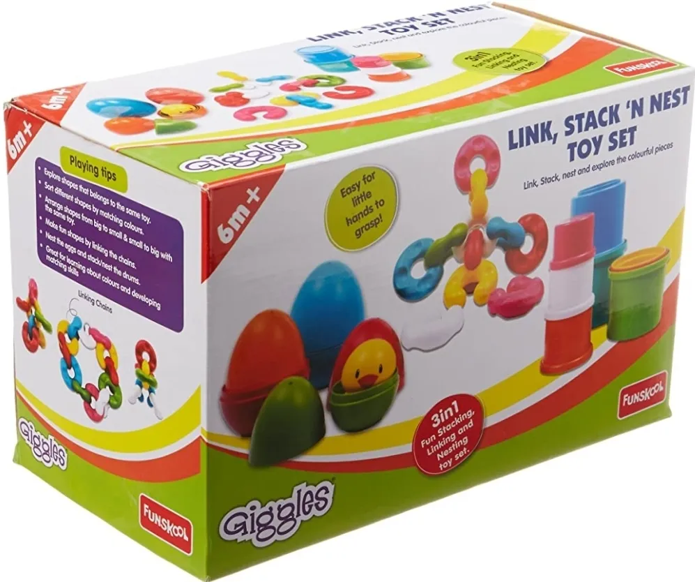 Funskool Giggles Link, Stack and Nest Multi Colour Explore colorful Pieces