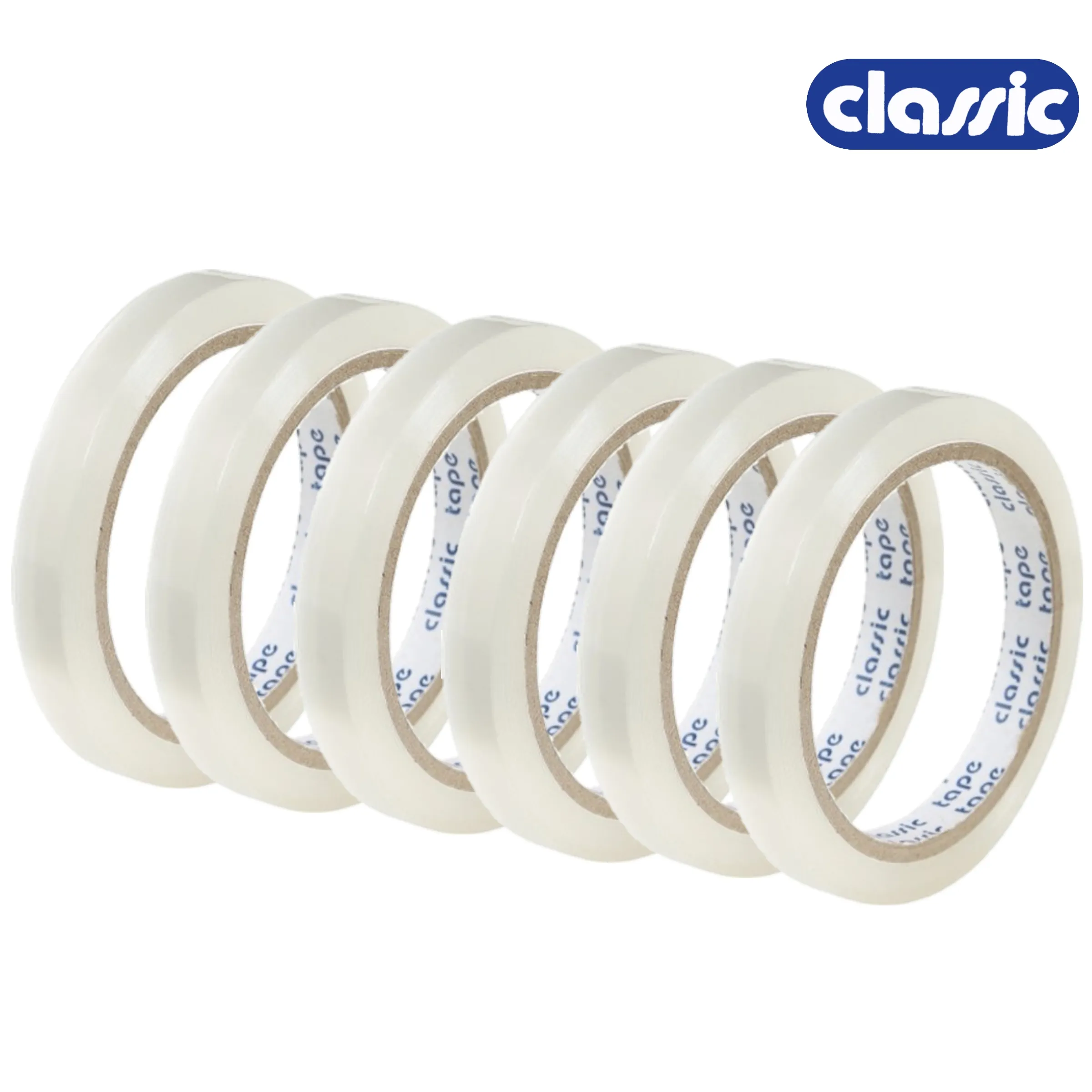 Classic 30 Micron 12 mm Transparent Self Adhesive Tape, Premium Quality, 1 Pack of 6 Roll