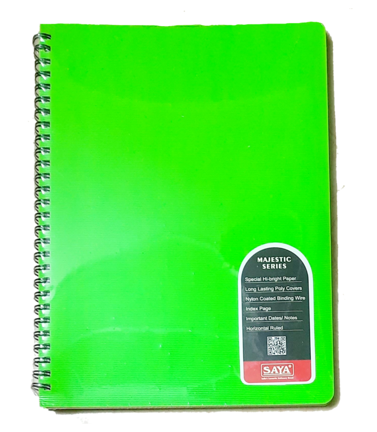 Saya Spiral Notebook, Majestic Series, Single Line, 160 Pages, 25 X 17.6 cm, Pack of 1