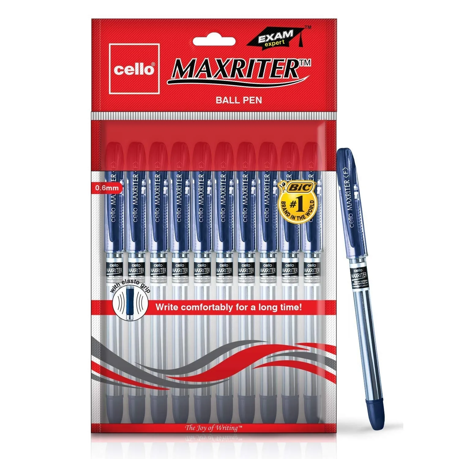 Cello Maxriter 0.6 mm Ball Pen Blue Pen Exam Expert Pack of 10 Pen
