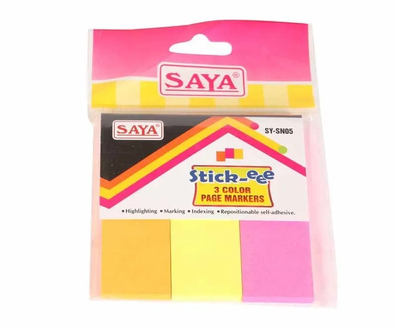Saya Stick-eee Note Pads, 150 Sheets ,75X75mm,  3 Tabs, Pack of 1