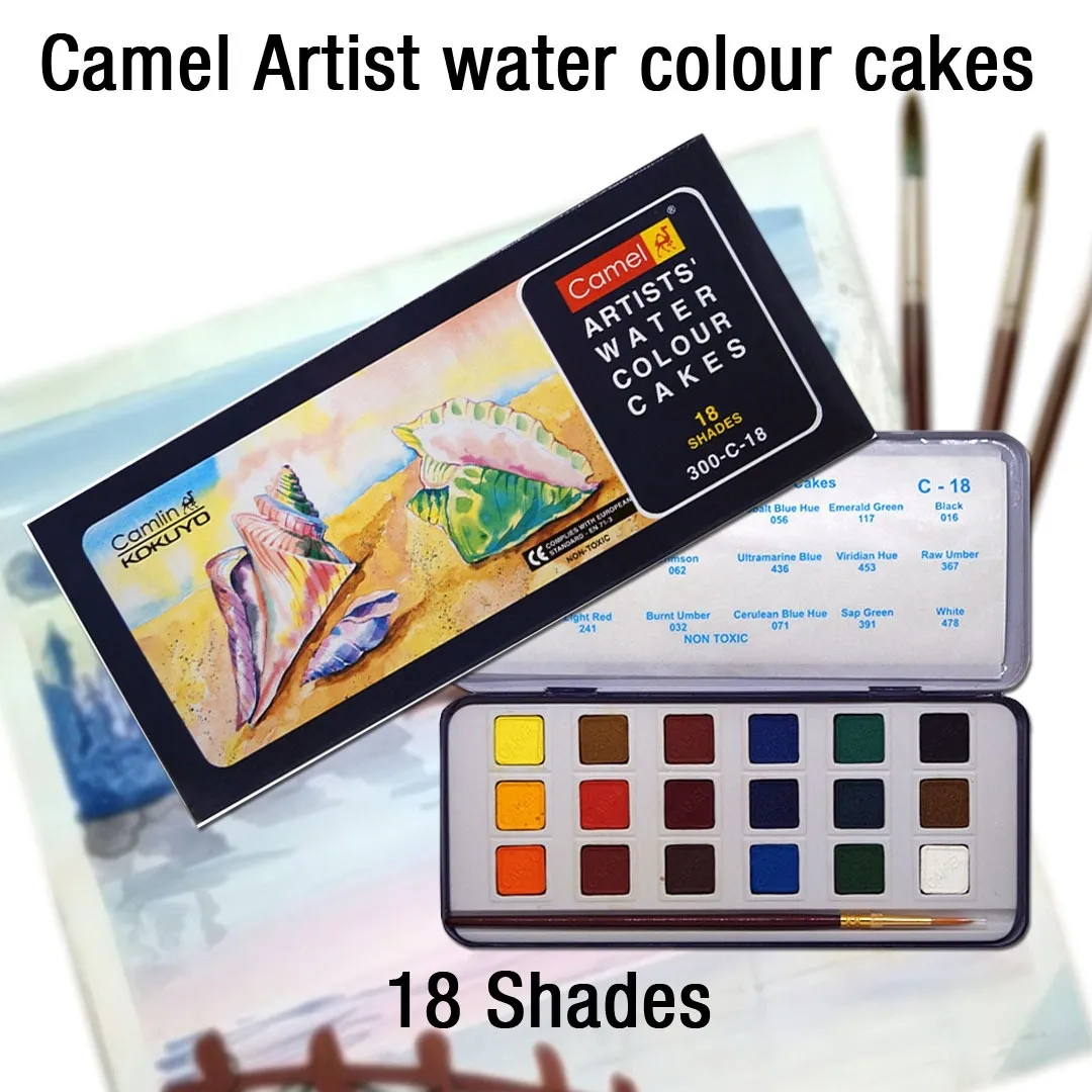 Camel , Camlin Artist Water Colour Cakes - 18 Shades  (Multicolor) Pack of 1 Box