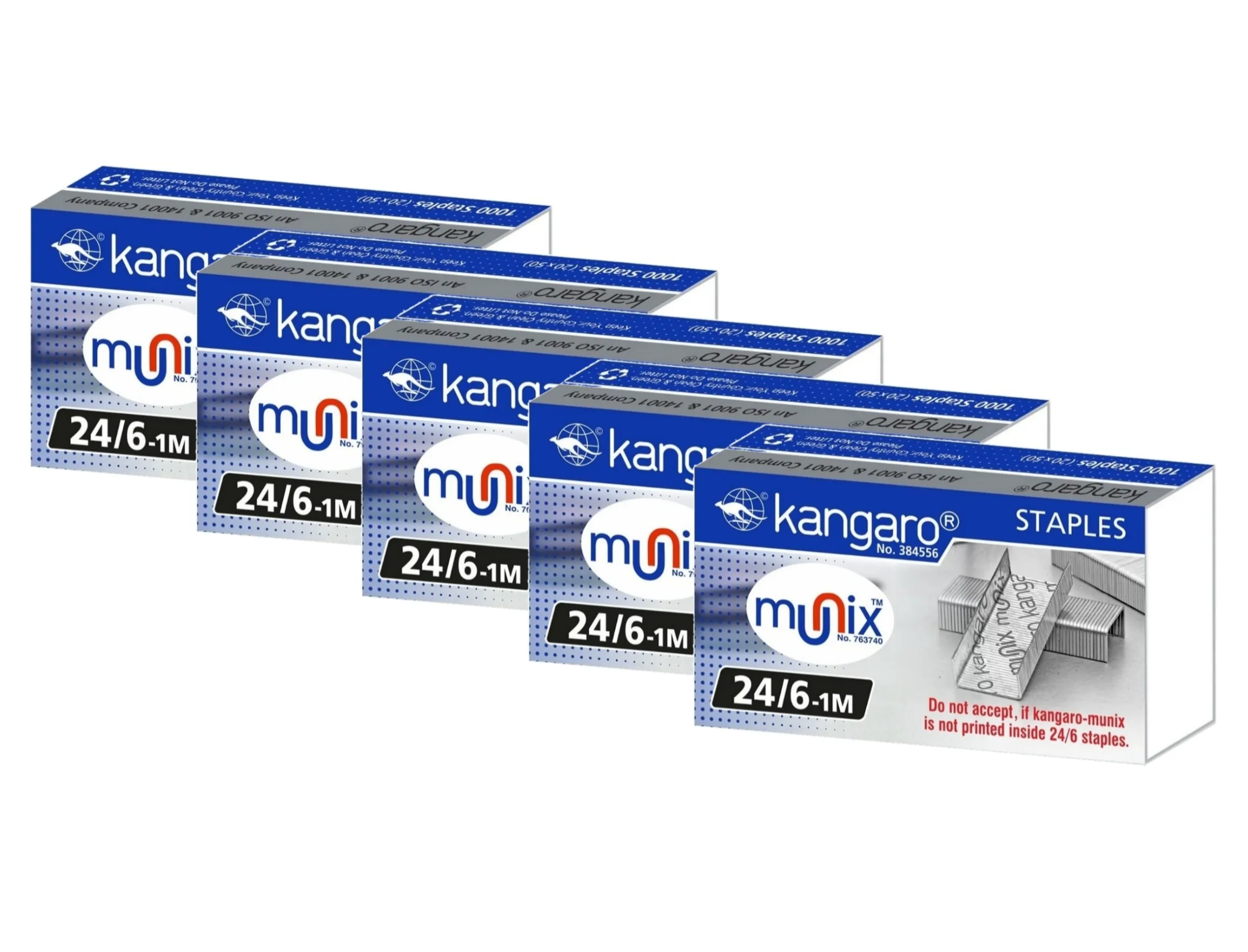 Kangaro 24/6-1M Staple Pin High Quality Rust Free Steel Wire (Set of 5 Packs)