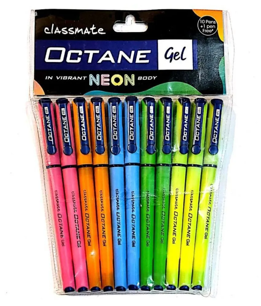 Classmate Octane Gel Pen- Neon- Blue Pack of 10