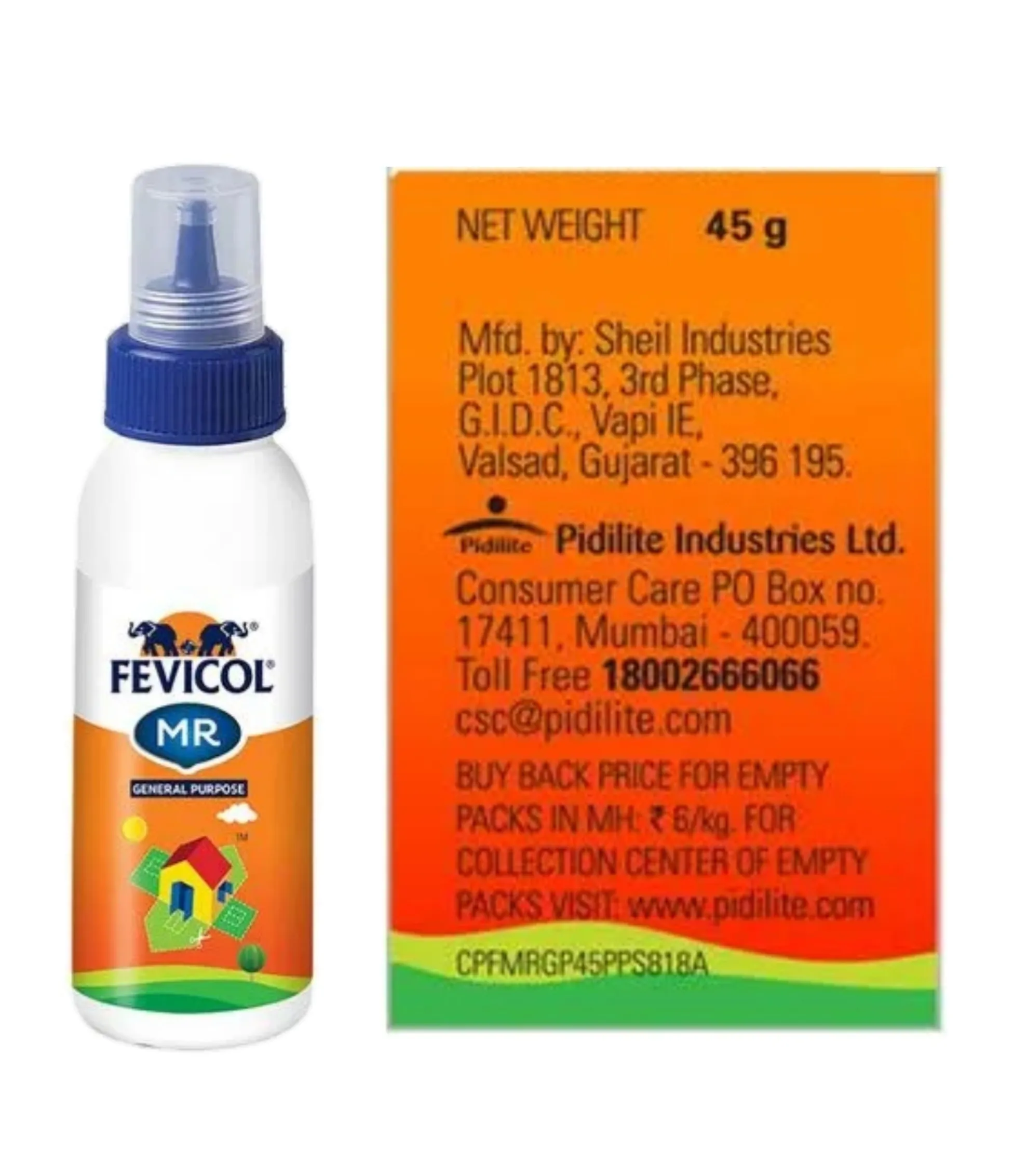 FEVICOL MR SQUEEZE BOTTLE, 45 gm,  PACK OF 10