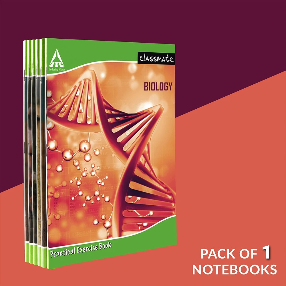 Classmate Biology Practical Notebook Hard Cover Single Line/Blank 108 Pages 26.5X21.5cm Pack of 1