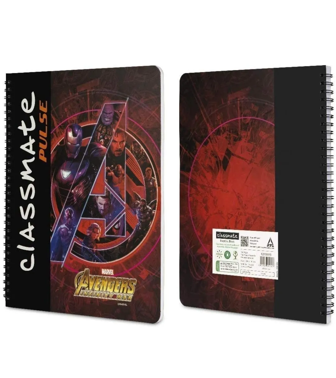 Classmate Pulse Spiral Notebook 240 mm X 180 mm Soft Cover Single Line 180 Pages Pack of 1