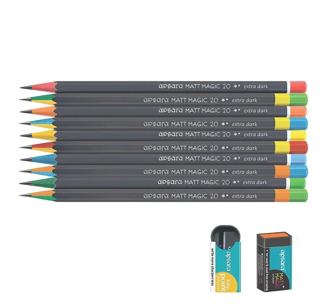 Apsara Matt Magic 2.0 Extra Dark Pencils, Pack of 1 (10 Pencils)