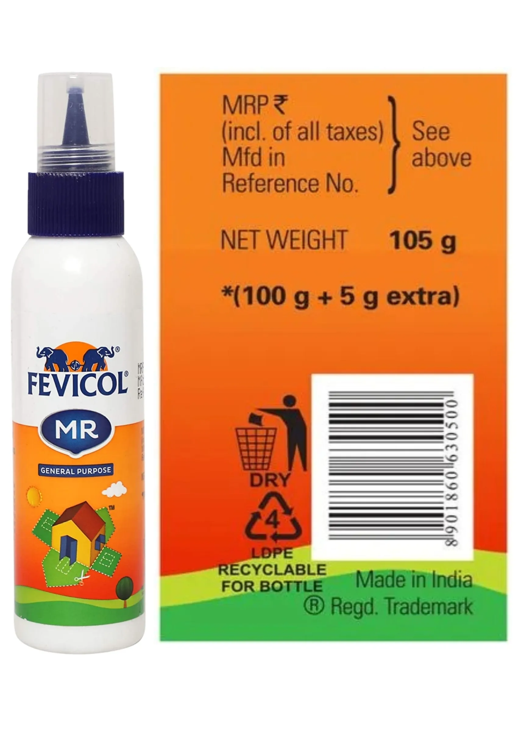 Fevicol MR Easy Flow Squeeze Bottle, 105g Pack of 2