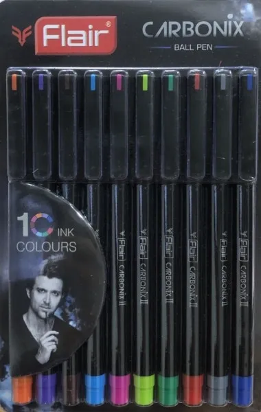 Flair Carbonix Assorted Ball Pen 1 Set of 10 Colour Ball Pen