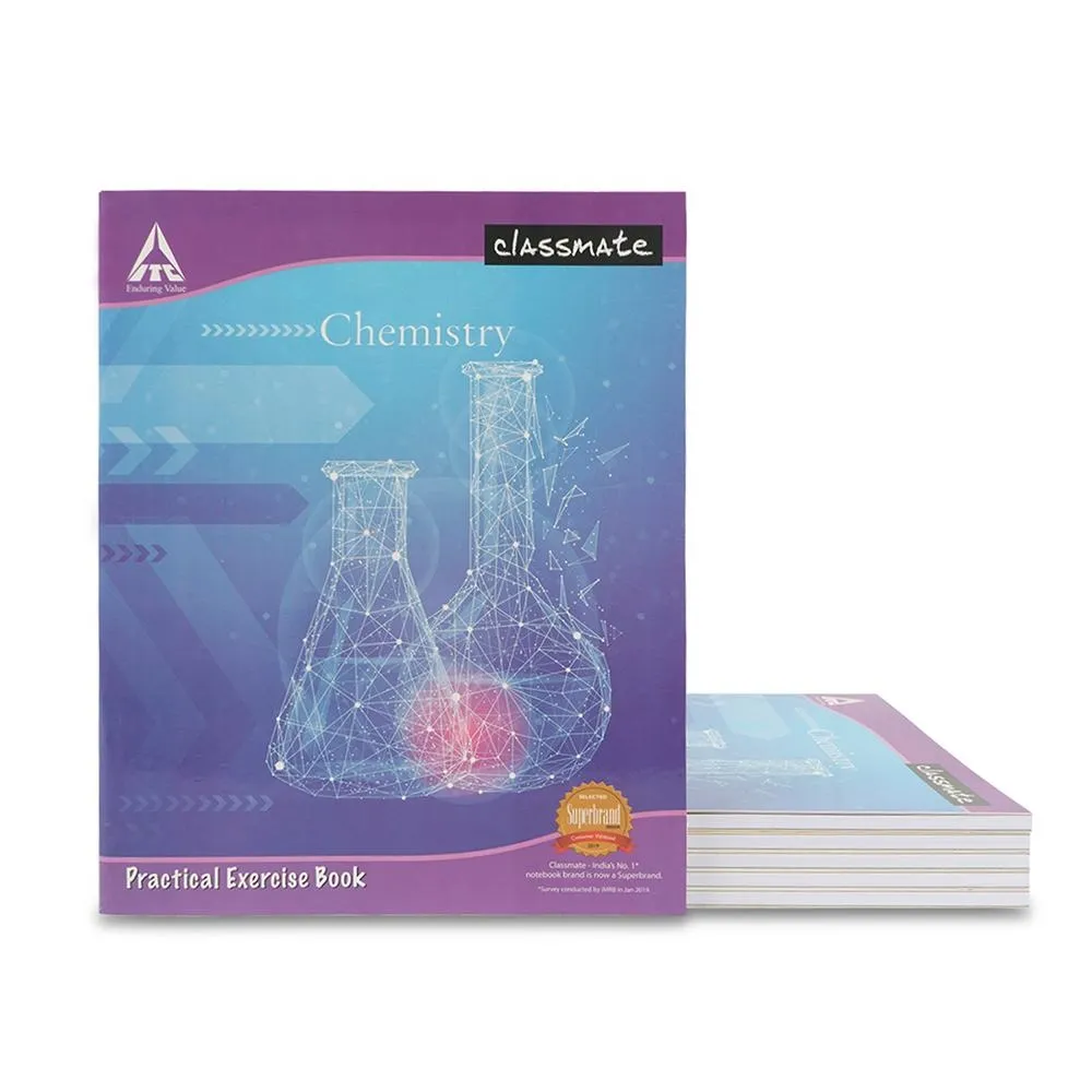 Classmate Chemistry Practical Notebook Hard Cover 108 Pages Single Line/ Blank 26.5X21.5 cm Pack of 1