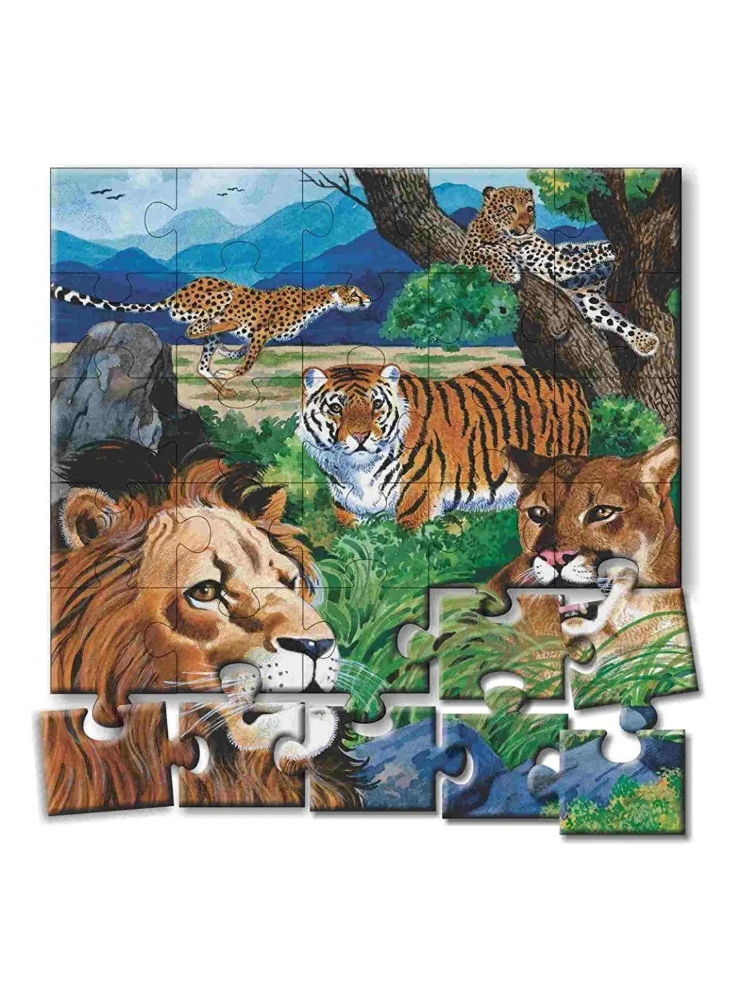 Creatives Animal Puzzles No.6 Multi Colour Jigsaw Puzzles 4 Puzzles  With Poster to Colour
