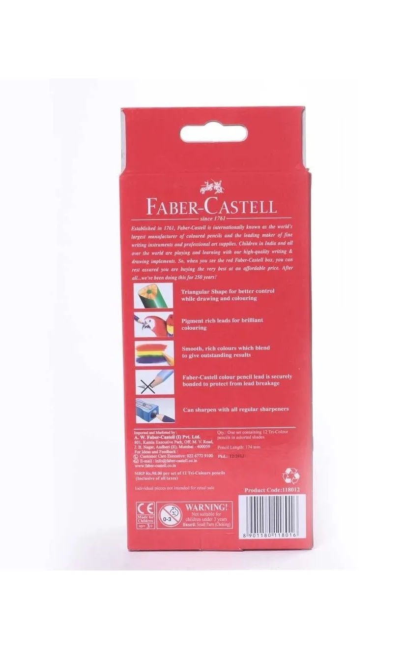 Faber Castell Colour ME Grip Triangular Shape Regular Size Colour Pencil Assorted Pack of 12