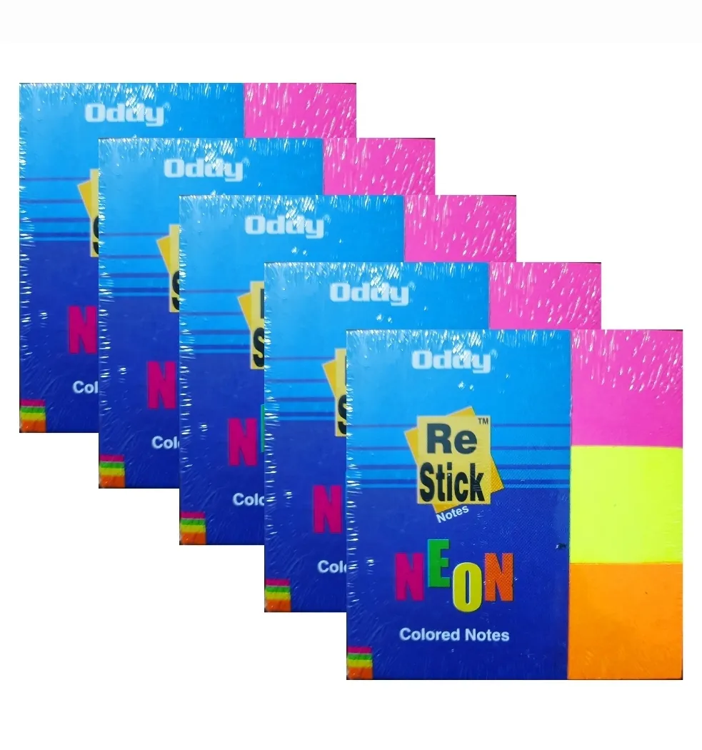 Oddy Neon 1''X3'' (25X75 mm) Re Stick Notes, Multi Colour 240 Sheets Per Pad Pack of 5