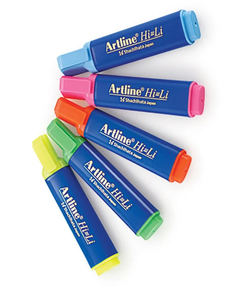 Artline Hi-Li Highlighter, Pack of 5 Mix Colours
