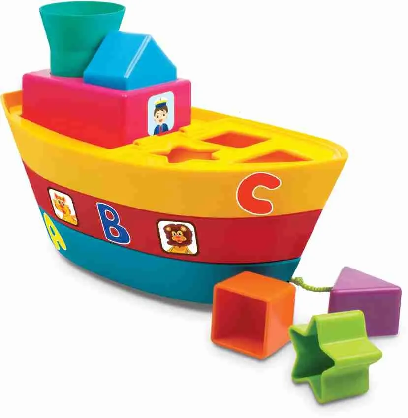 Funskool Giggles Stack A Boat Multi Colour 4 in 1 Fun Stack Sort Push Pull Boat