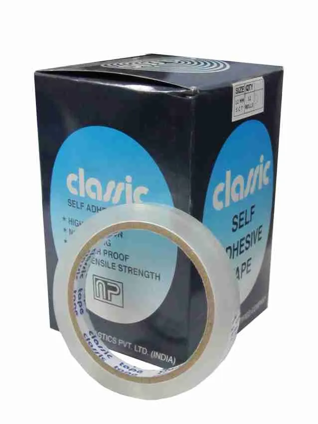 Classic 30 Micron 12 mm Transparent Self Adhesive Tape, Premium Quality, 1 Box of 12 Roll