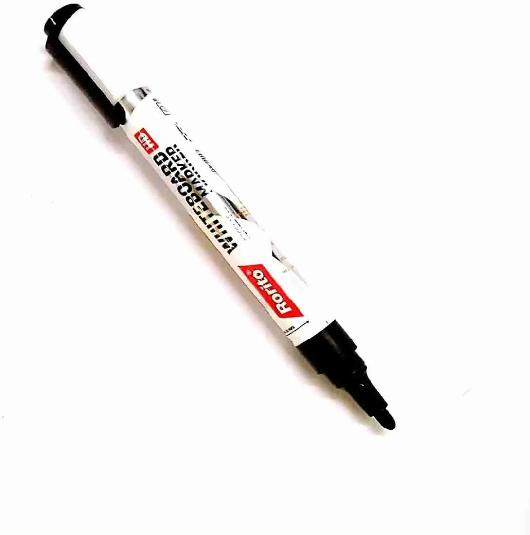Rorito Whiteboard HD Refillable Marker Pen, Black - Pack of 10