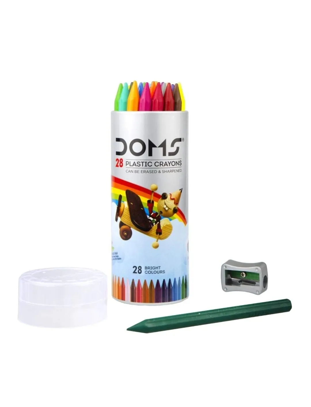 Doms Plastic Crayon 28 Shades Round Tin