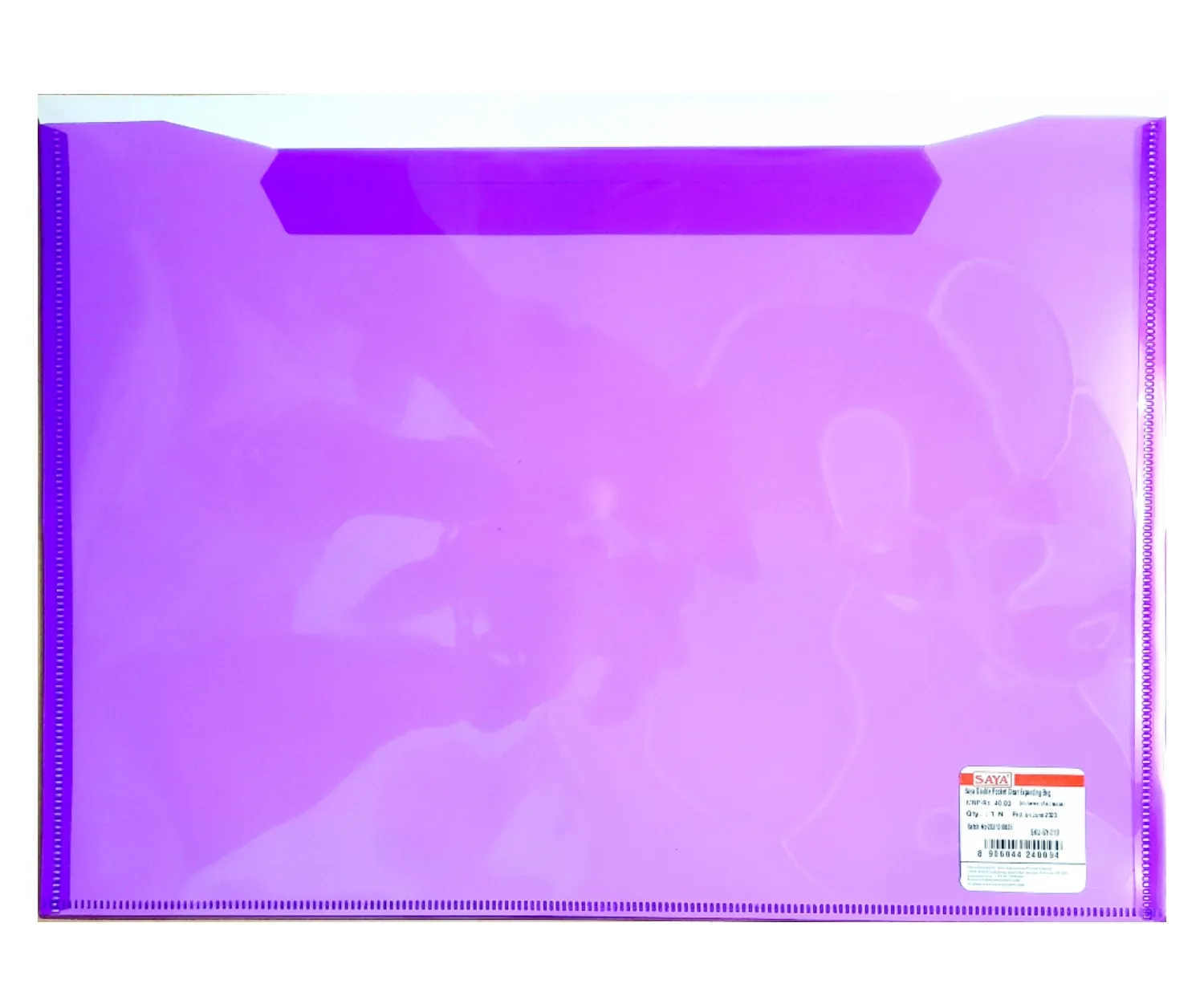 Saya Double Pocket, Clear Bag, Expandable,SY- 319, Purple, Pack of 1