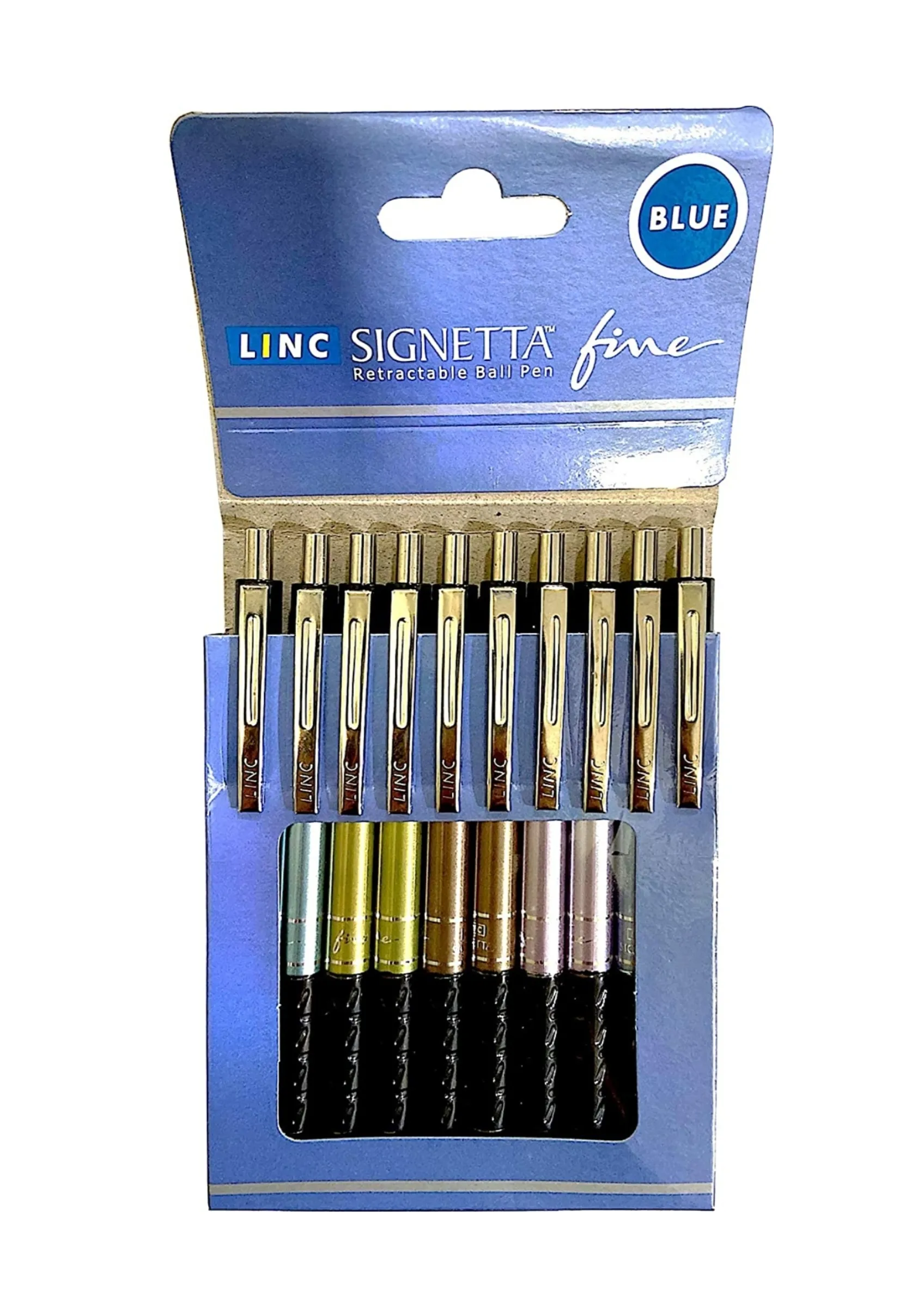 Linc Signetta Fine Ball Pen 0.7mm, Blue Pen, Retractable Pen Pack of 10 Pen